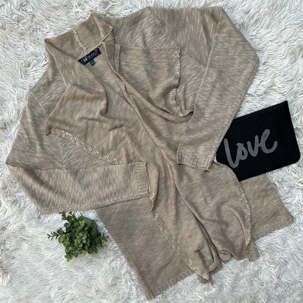 Ye MAK Textured Slub Knit Open Cardigan 💗 Tan